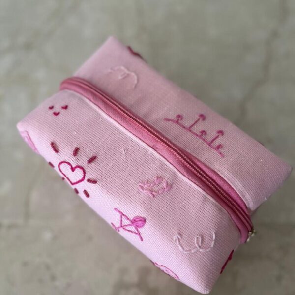 Hand Embroidered Make-Up Pouch – “Happy Crush”