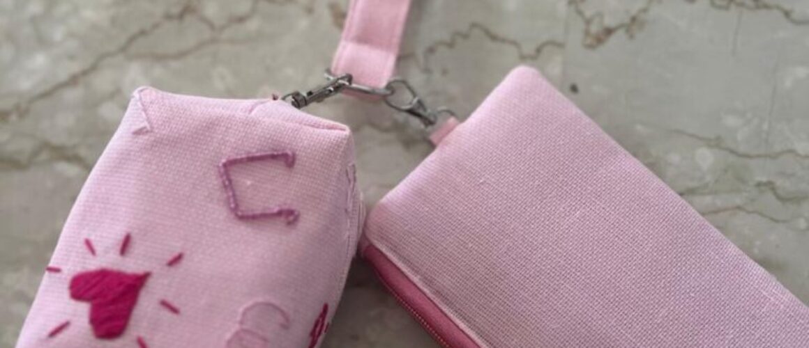 Hand Embroidered Jute Wristlet – “Happy Crush”