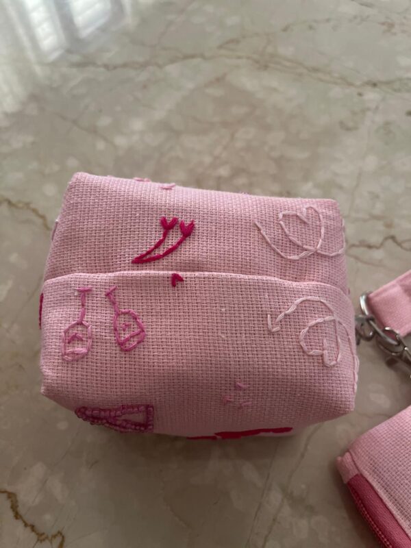 Hand embroidered jute wristlet