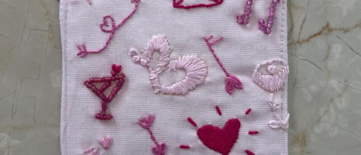 Hand Embroidered Coaster – “Happy Crush”