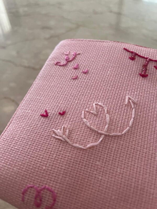 Hand embroidered jute basket