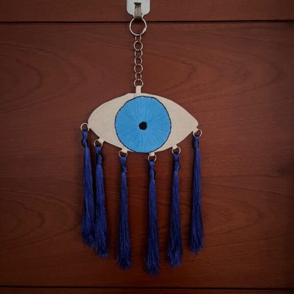 Evil Eye Wall Hanging with Blue Silk Tassel