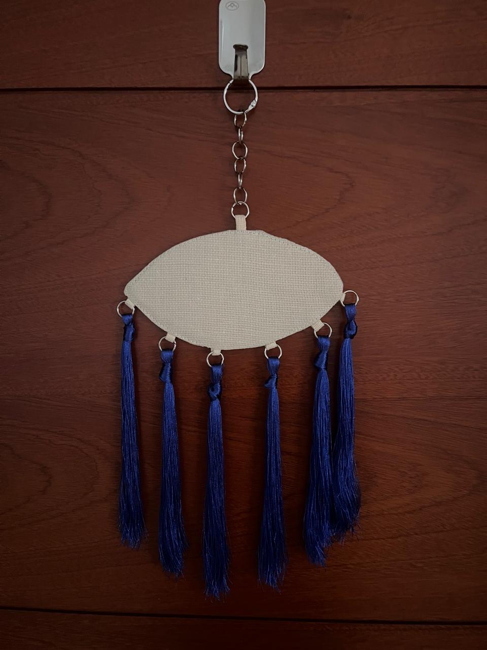 Evil Eye Wall Hanging with Silk Blue Tassel