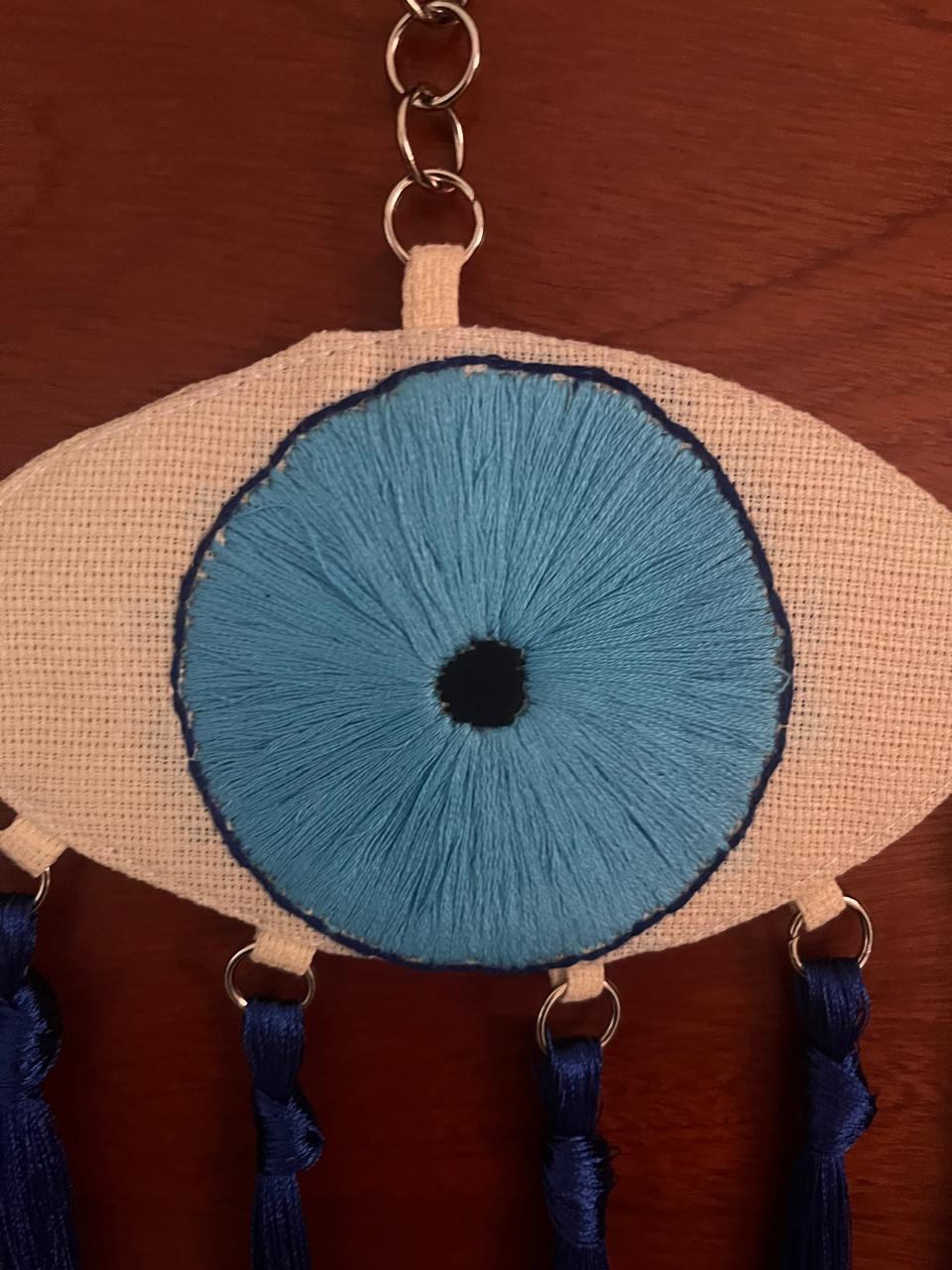 Evil Eye Wall Hanging with Silk Blue Tassel