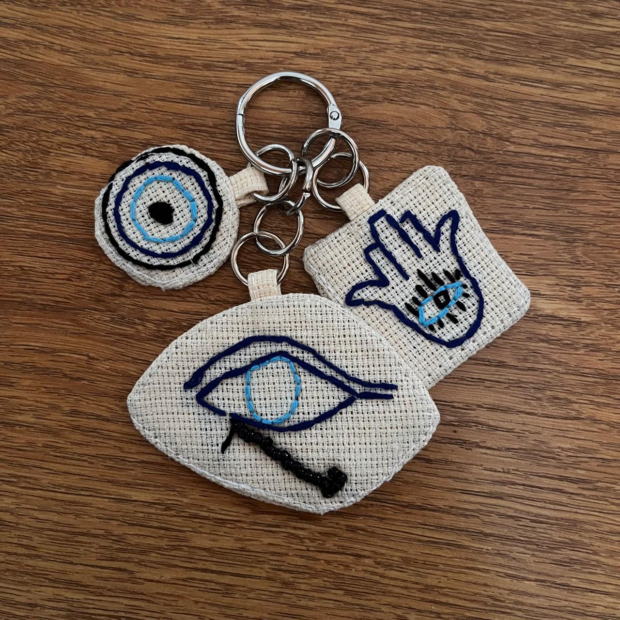 Evil Eye Keychain Charm with Hamsa Hand & Pyra Eyes