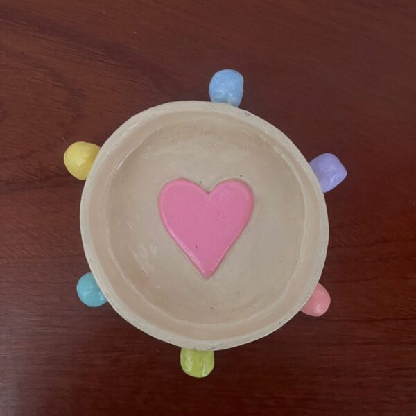 Pastel Circle Trinklet with Heart Center
