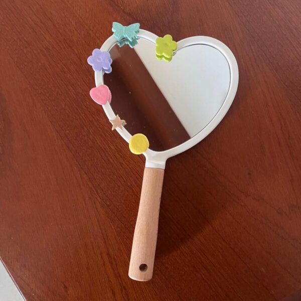 Heart Handheld Mirror with Charms