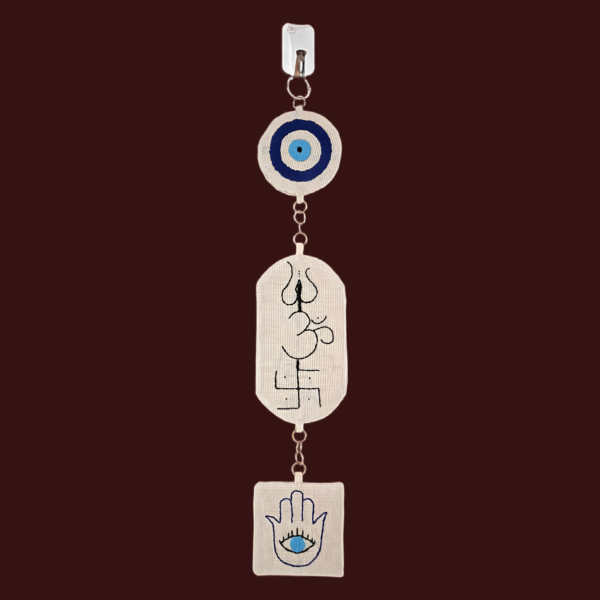 Evil Eye Wall Hanging with Tri Shakthi & Hamsa Hand