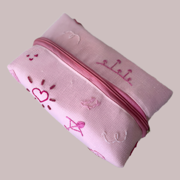 Makeup Pouch Hand Embroidered Make-Up Pouch – “Happy Crush”