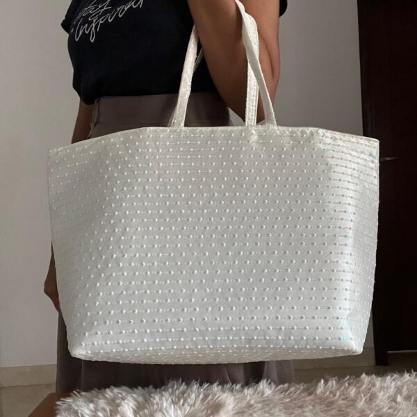 Handbag White Shimmer Tote