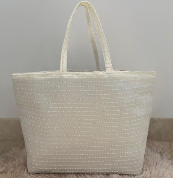 Handbag White Shimmer Tote