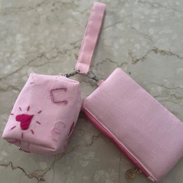 Hand Embroidered Jute Wristlet – “Happy Crush”