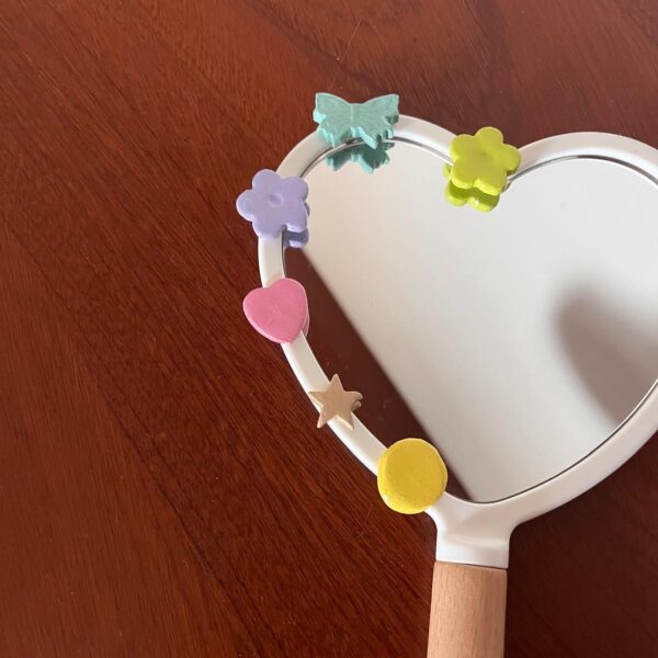 Heart Handheld Mirror with Charms